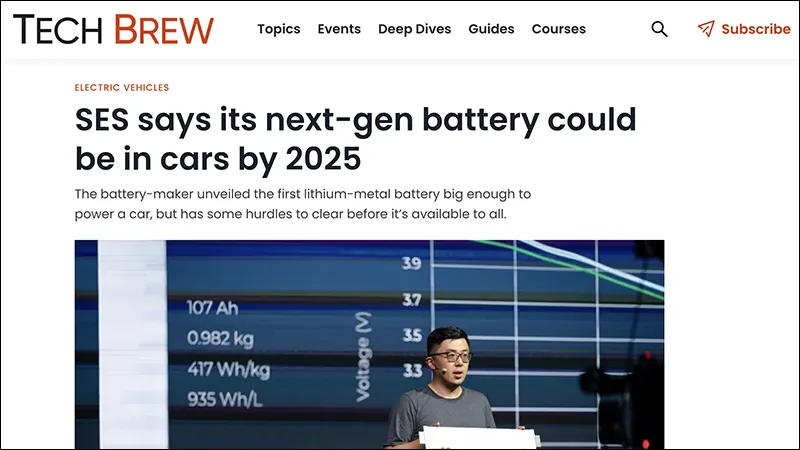 Tech Brew: SES says its next-gen battery could be in cars by 2025