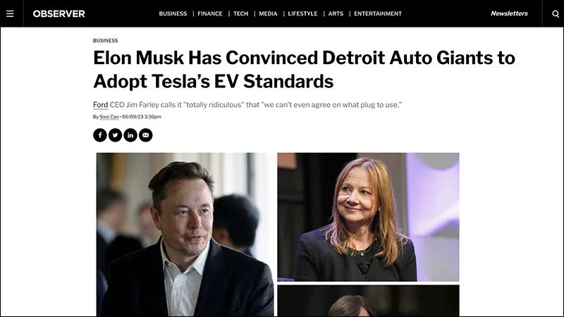 Elon Musk Has Convinced Detroit Auto Giants to Adopt Tesla’s EV Standards