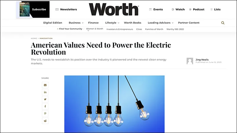 Worth: American Values Need to Power the Electric Revolution