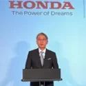 Honda CEO Toshihiro Mibe at Honda's annual business briefing